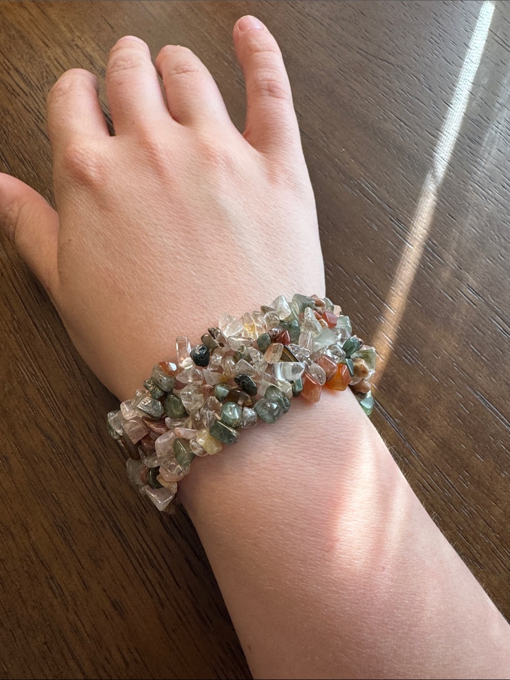 Multi-Stone Chip Stretch Bracelet - Mixed Earth Tones